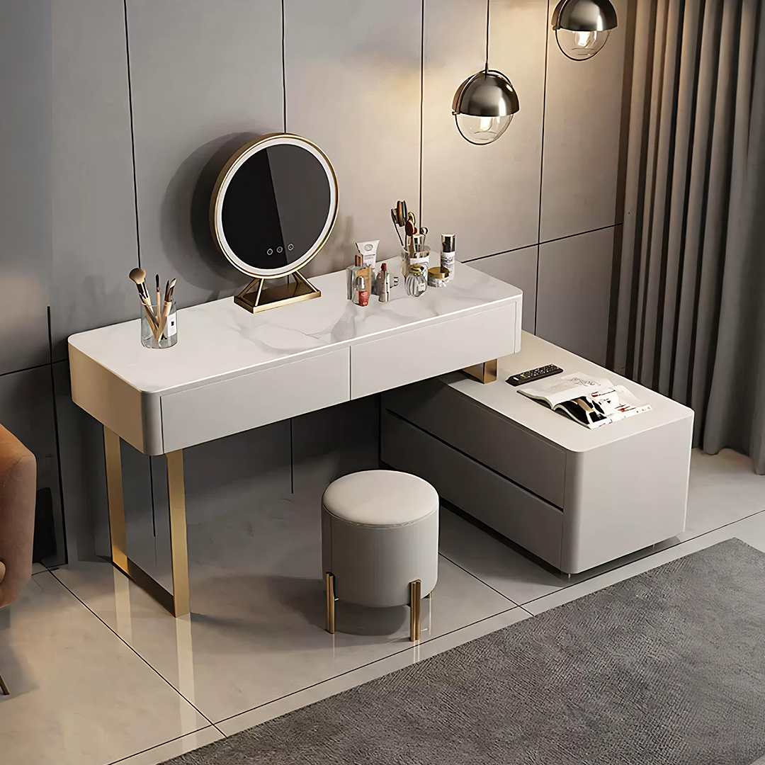 Maynard Dressing Table With Sideboard With LED Mirror-Weilai Concept-Weilai Concept