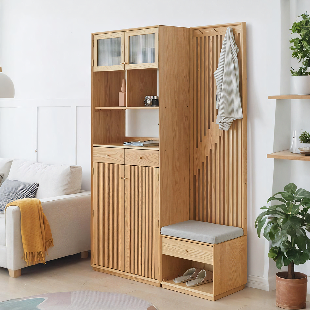 Nidda Oak Shoe Storage With Bench-Weilai Concept-Weilai Concept