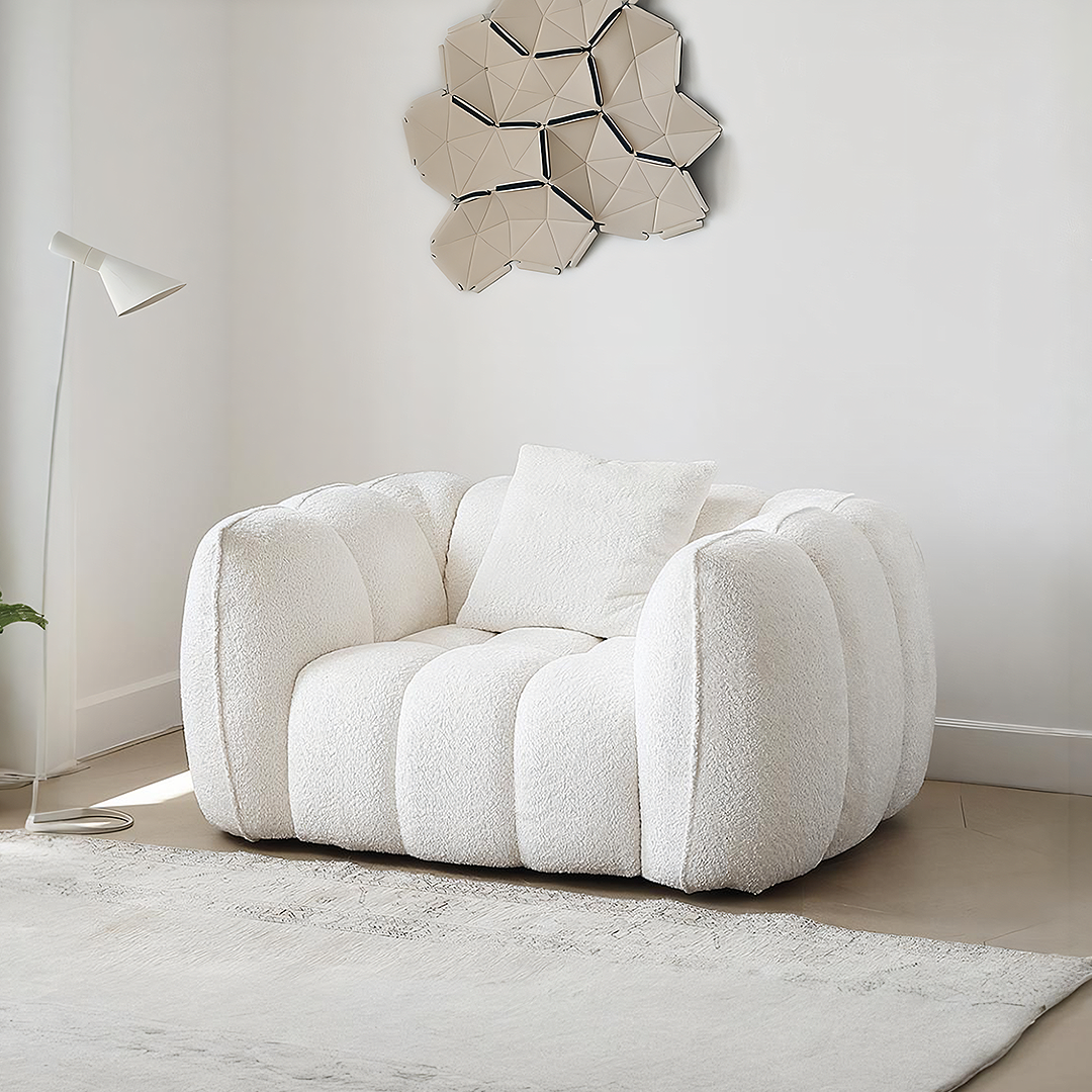 Oxley Pumpkin Single Seater Sofa, Armchair, White-Weilai Concept-Weilai Concept