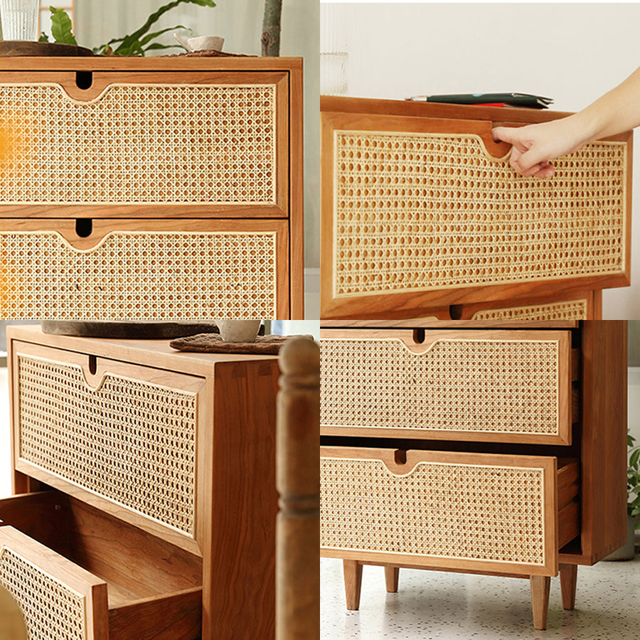 Pavia Chests Of Drawers, Natural Rattan & Oak | Chest of Drawers