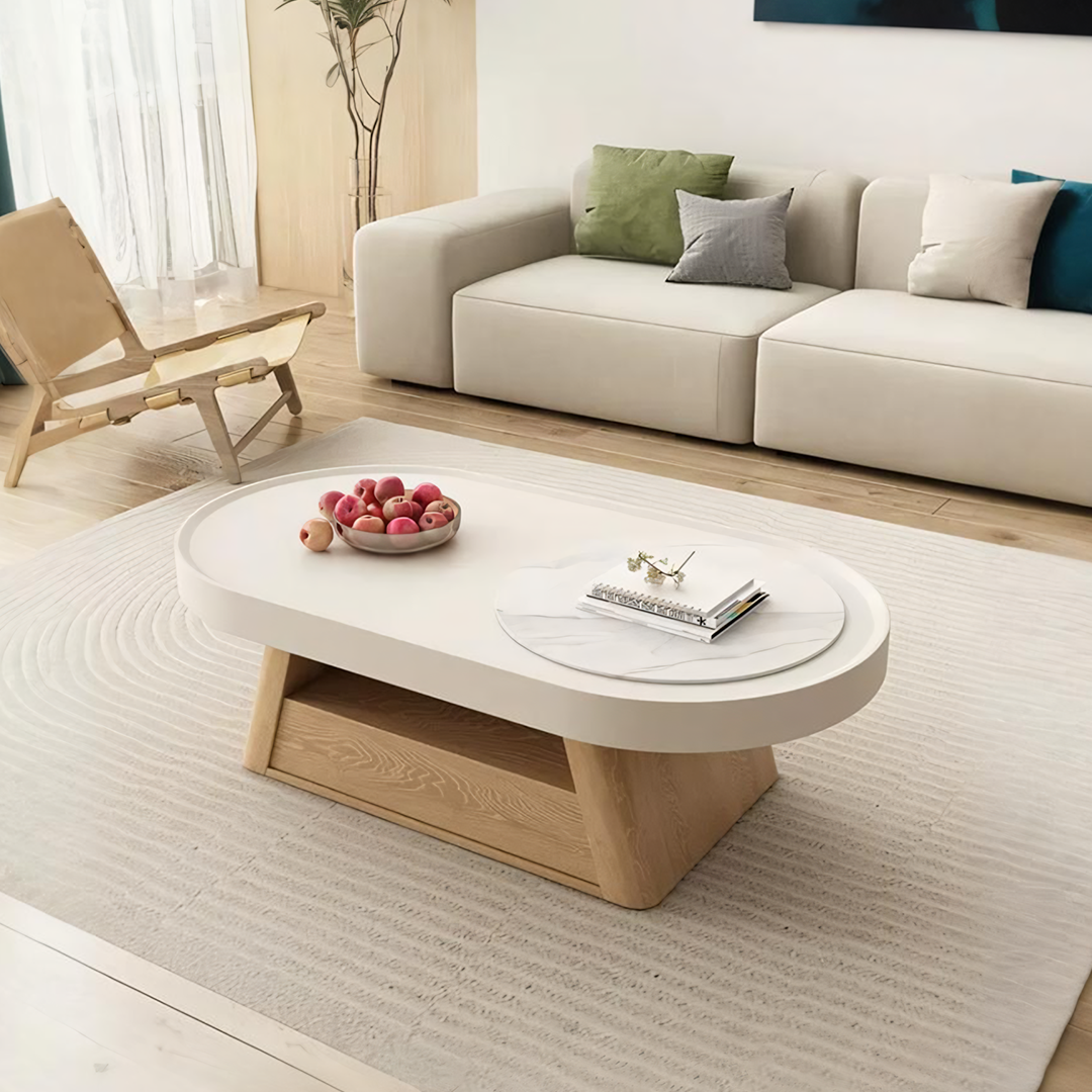 Quentina Coffee Table Oval, With TV Stand-Weilai Concept-Weilai Concept