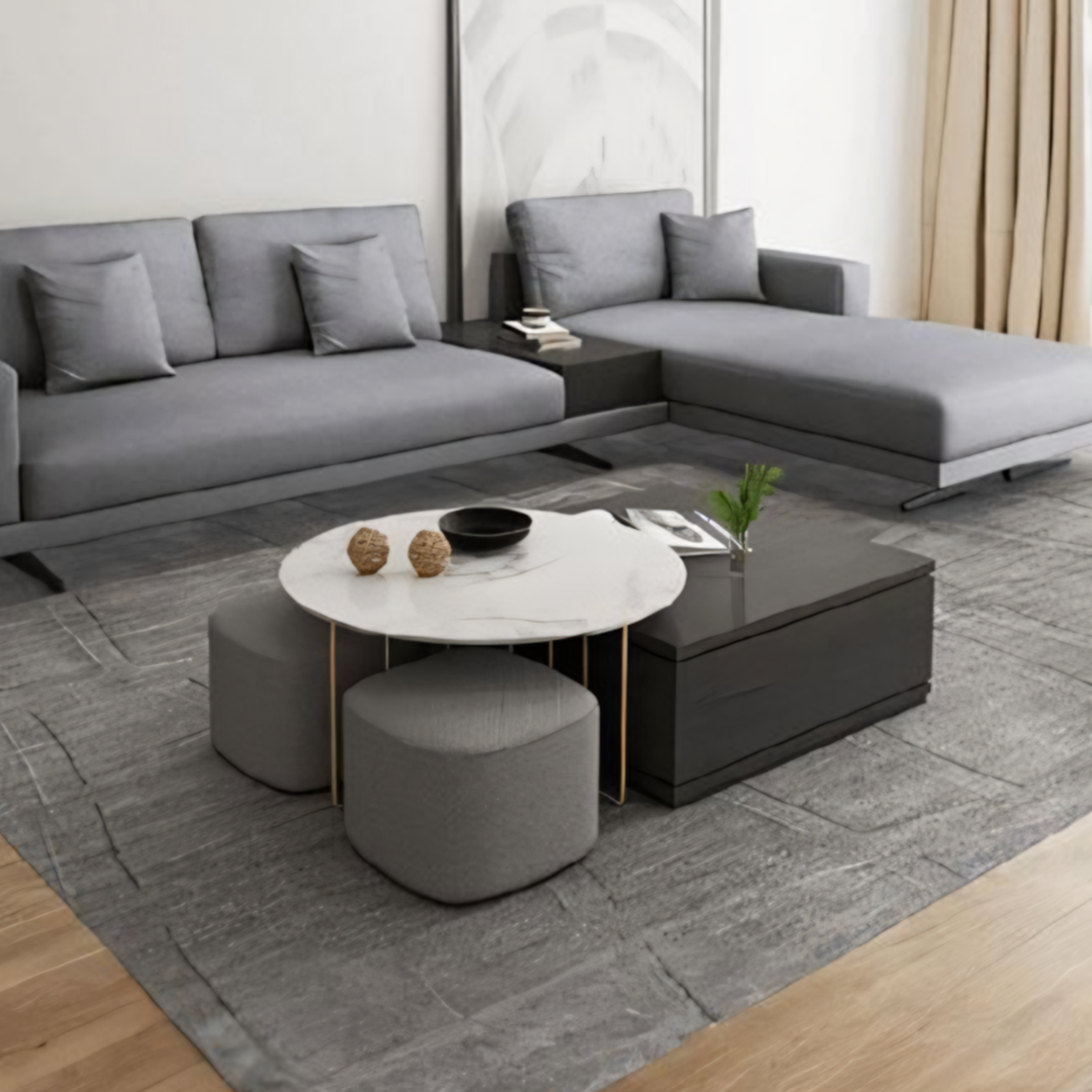 RS2 Nesting Coffee Table Set With Two Stools-Weilai Concept-Weilai Concept