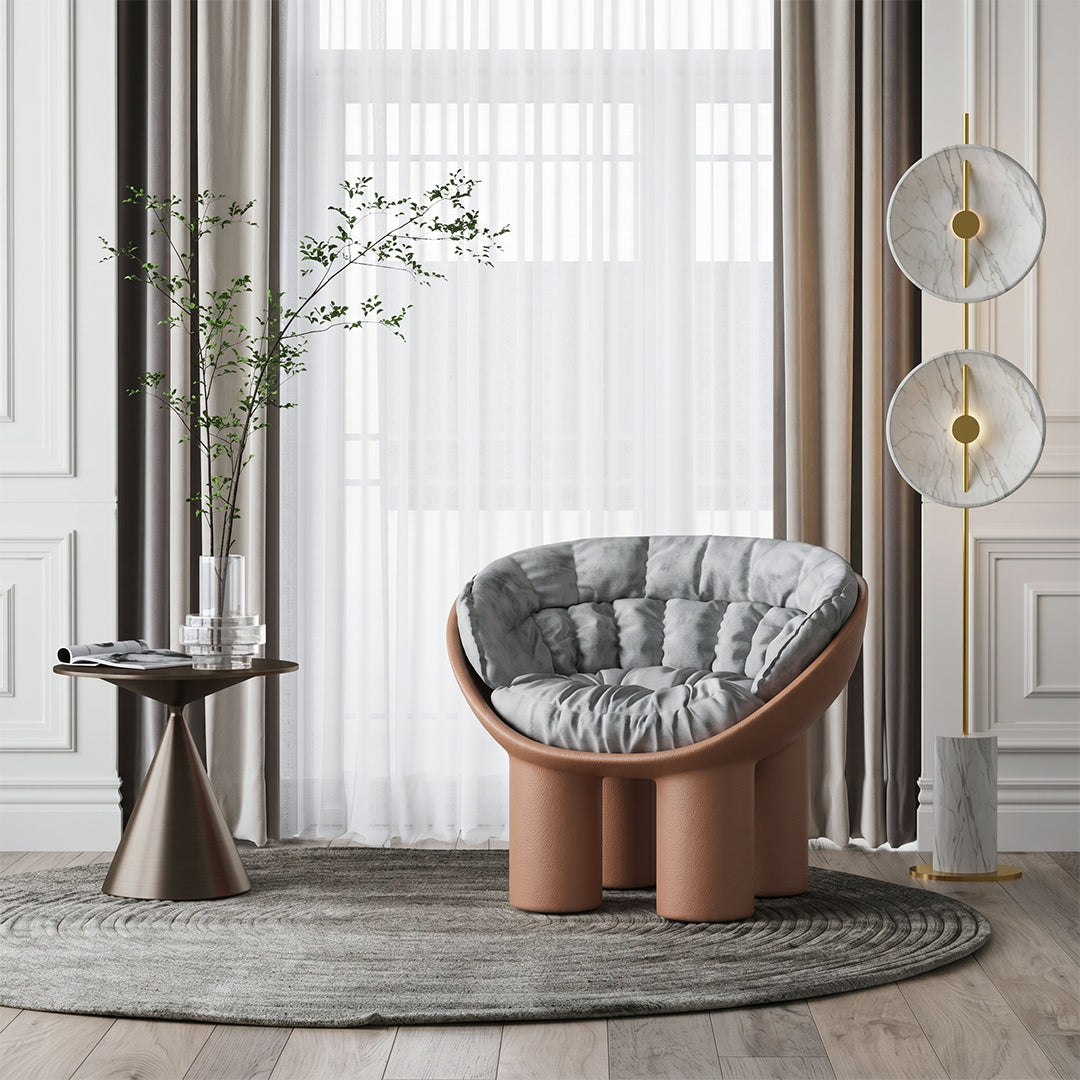 Roly Poly Fiberglass Armchair With Cushion, Grey armchair detail 5