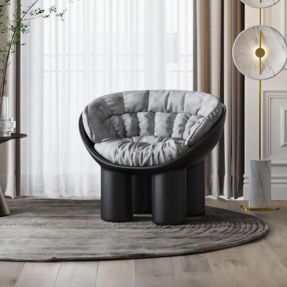 Fauteuil en fibre de verre Roly Poly avec coussin, noir