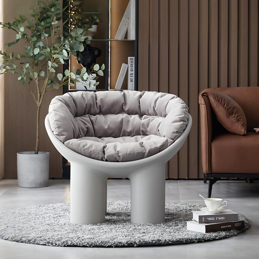 Roly Poly Fiberglass Armchair With Cushion, Grey-Weilai Concept-Weilai Concept