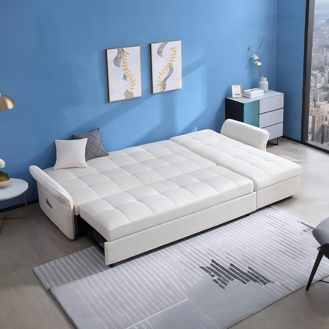 SB162 Three Seater Corner Sofa Bed, White-Weilai Concept-Weilai Concept