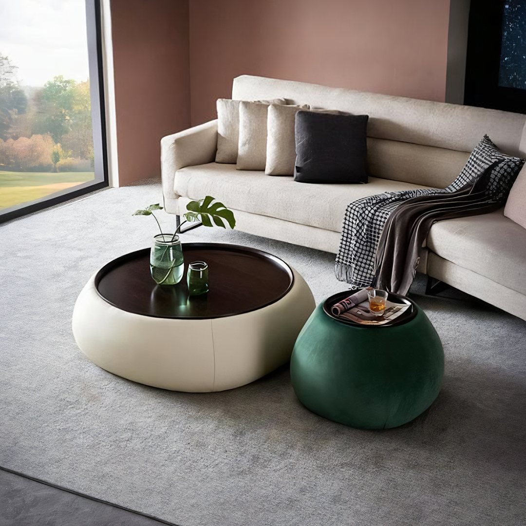 TG24 Coffee Table Set, Cream & Green-Weilai Concept-Weilai Concept