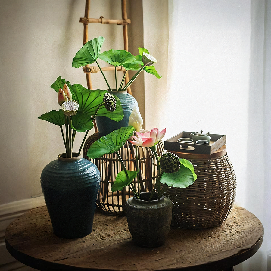 TU29 Artificial Plant in green and pink for modern home decor