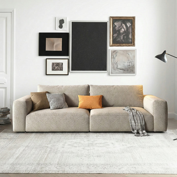 Lionel Two Seater Sofa, Linen/180cm/Grey (Clearance) sofa in Two Seater 180cm No Ottoman