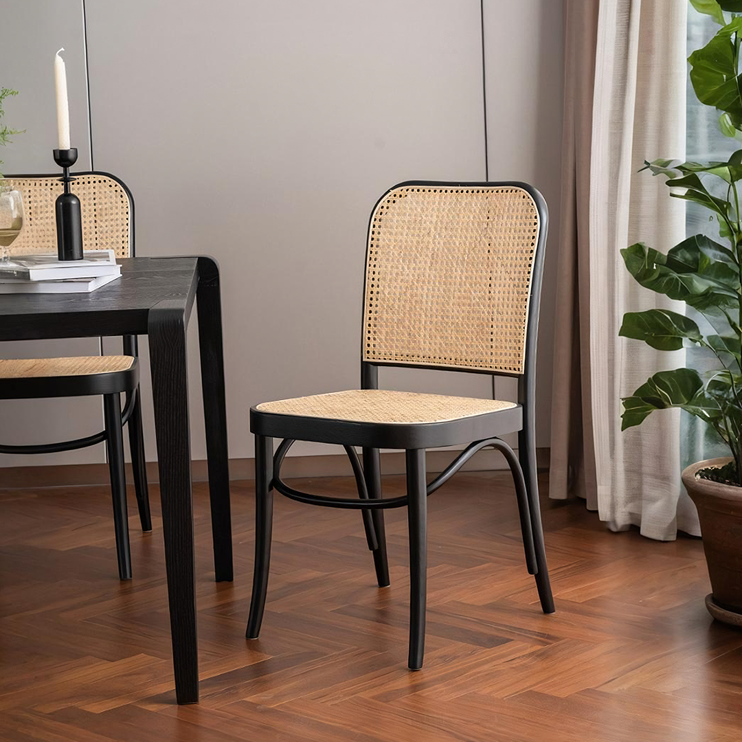 A Set Of 2 Vanesa Rattan Dining Chair, Black, Clearance-Weilai Concept-Weilai Concept