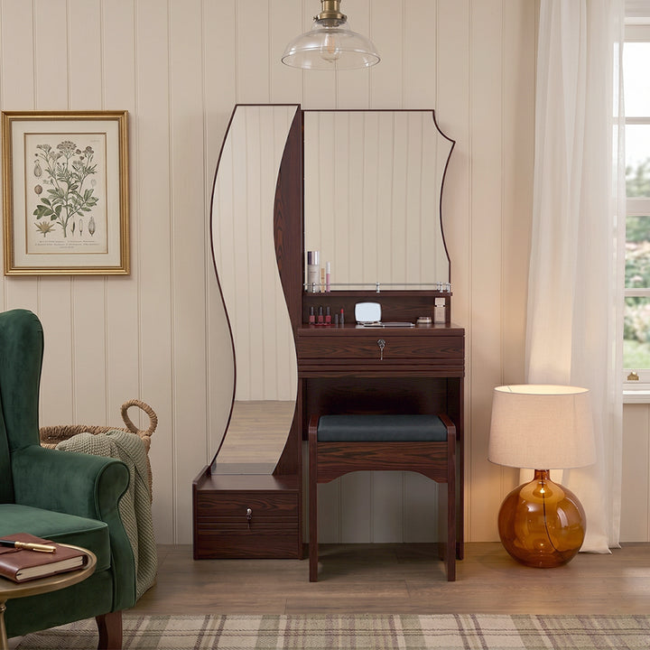Matilda Dressing Table With Full Length Mirror, Wood dressing table