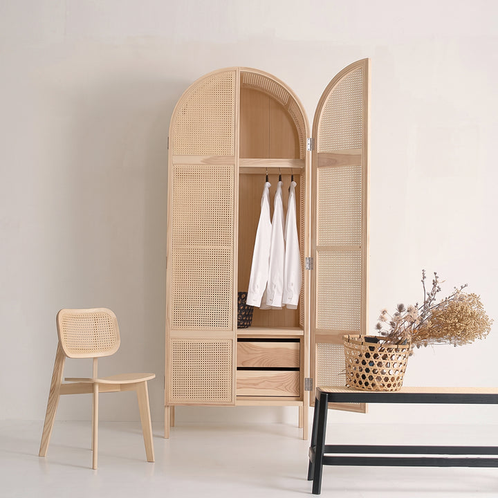 Melisa Rattan Wardrobe, Oak, Solid Wood