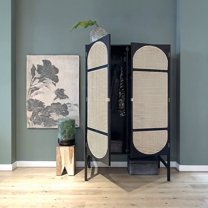 Tandy Black Rattan Wardrobe