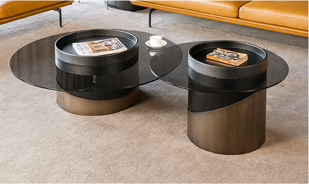 Faucher Black Glass Coffee Table, Clearance-Weilai Concept-Option A ( ⌀70cm*50cm )-Weilai Concept