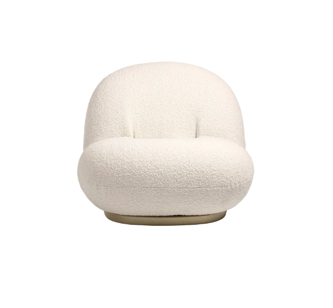 Gubi Pacha Swivel Chair, Boucle With Gold Base-Weilai Concept-Weilai Concept