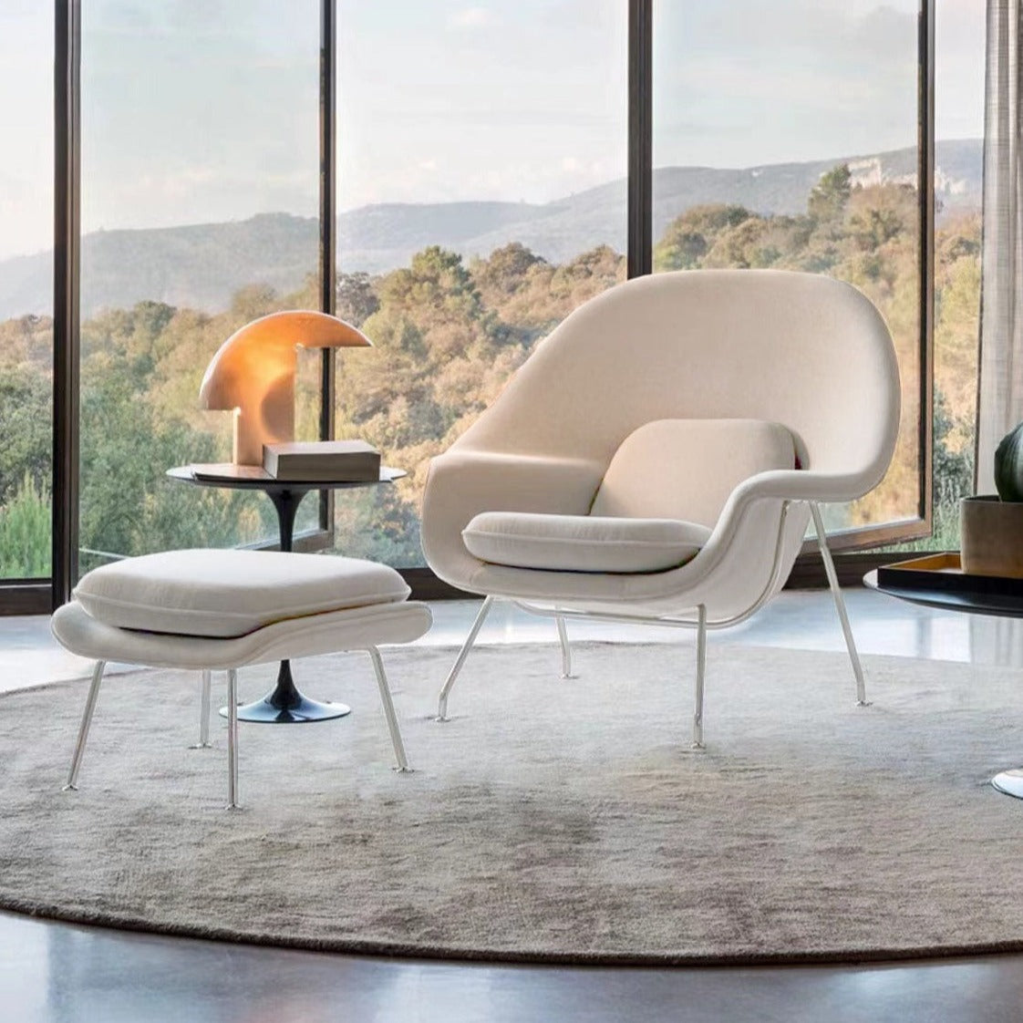 Womb Lounge Chair And Footstool, Armchair, Cashmere