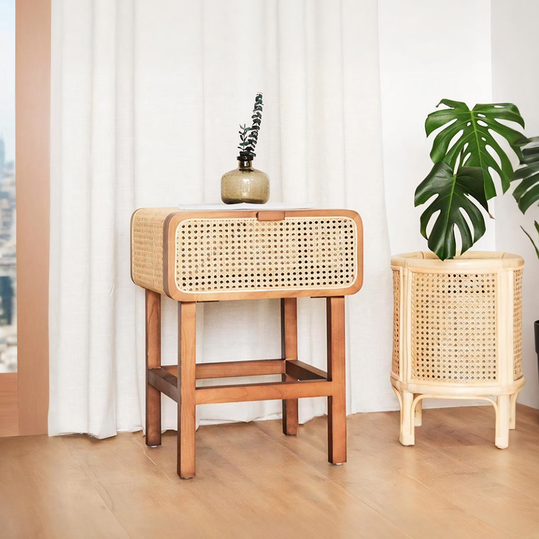 Wren Rattan Side Table, Bedside Table-Weilai Concept-Weilai Concept