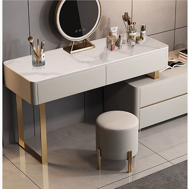 Davidson Dressing Table With LED Mirror, Extendable, Corner Dressing Table-Weilai Concept-Table Top B-100cm-With Stool-Weilai Concept