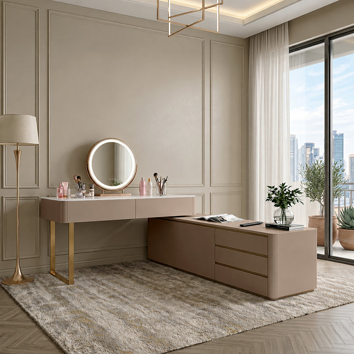 Dempsey Dressing Table With Sideboard, Extendable, Corner Dressing Table (Clearance)