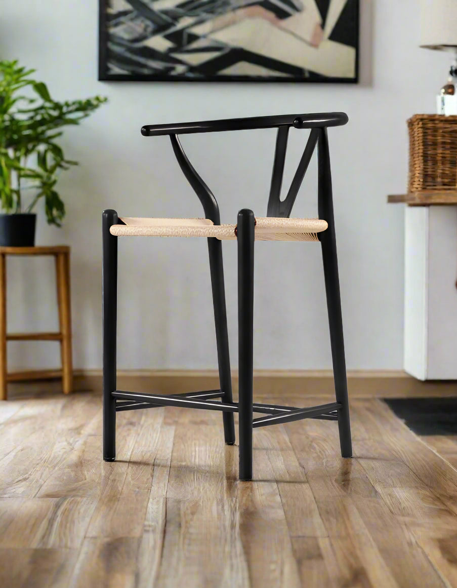 Wishbone Classical Bar Stool, Black Ash-DC Concept-Weilai Concept