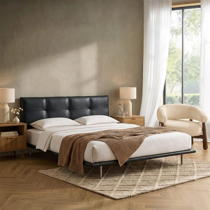 Ines Floating Bed, King Size, Super King Size Bed, Real Leather 产品图 15