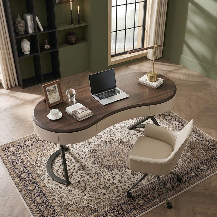 Chika Modern Office Desk For Home, Curved Office Desk, Wood 产品图 16