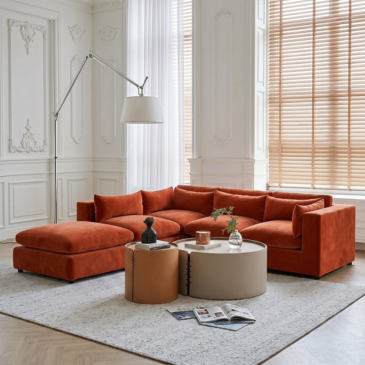 Ranjan Three Seater Corner Sofa, Red Velvet 产品图 9