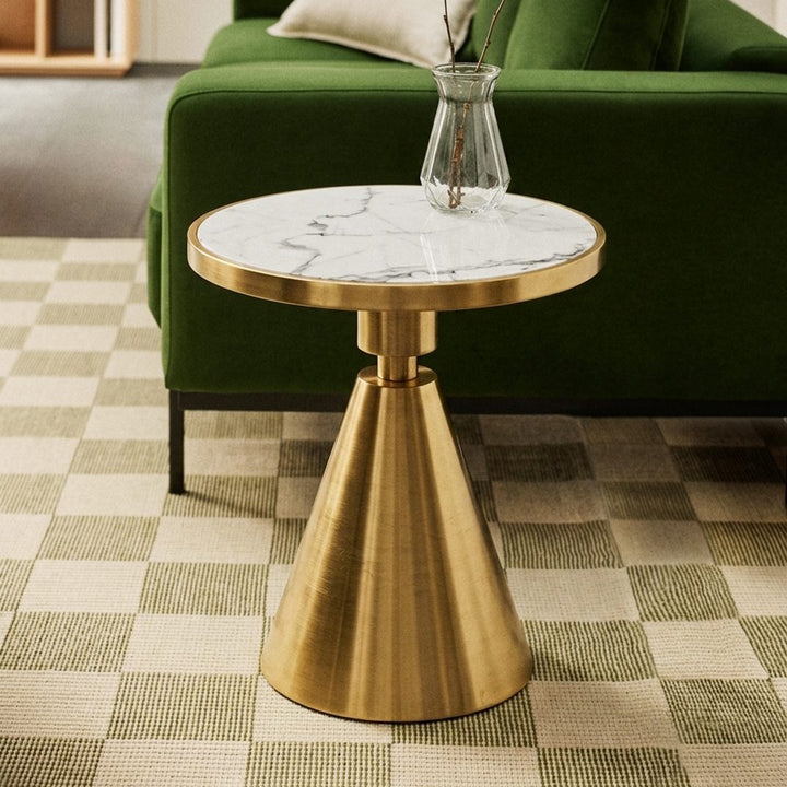 Modern Side Table with Marble Top and Metal Base 产品图 18