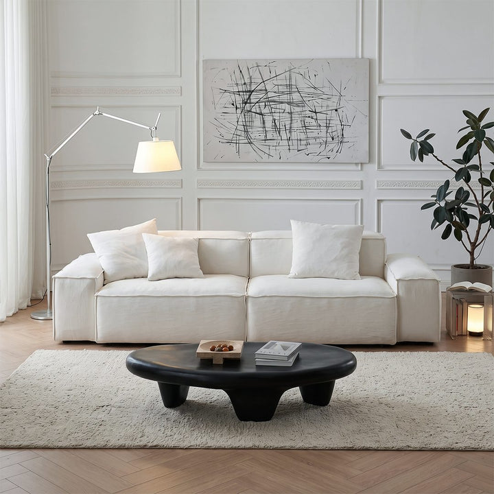 Zaavan Three Seater Sofa, Modular Sofa, White Linen 产品图 17