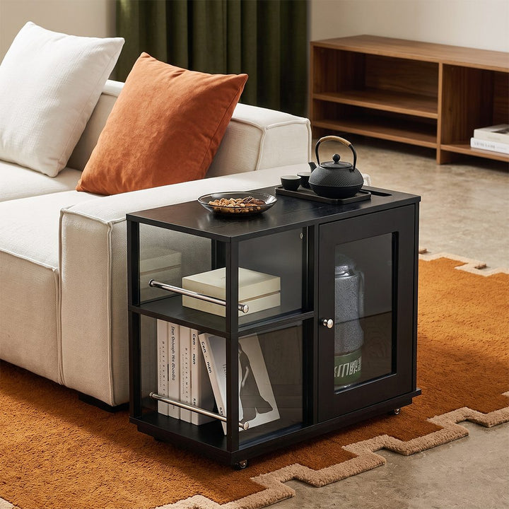 Aglaea Side Table With Storage, Black 产品图 11