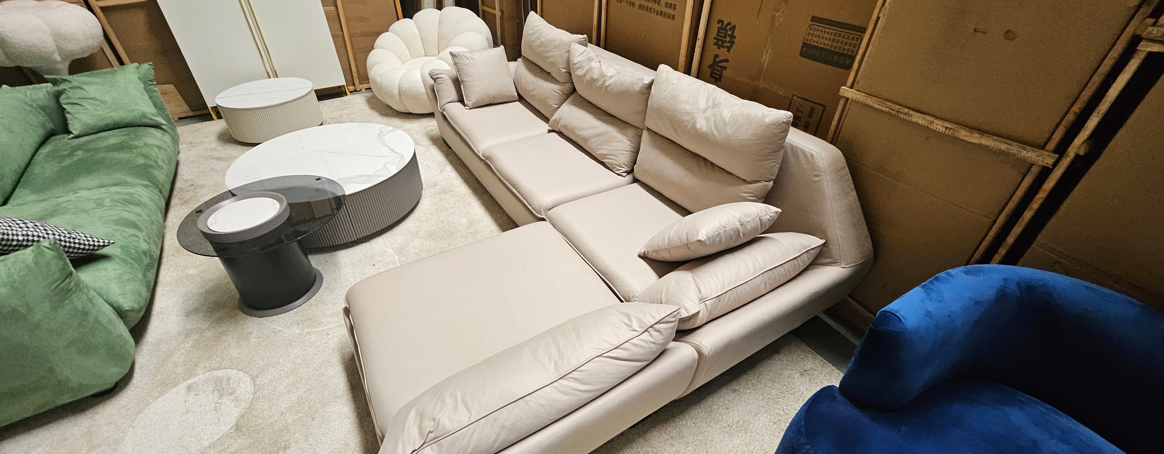 A900 Quinn Three Seater Corner Sofa, 260cm With Minor Stains & Dents For Display