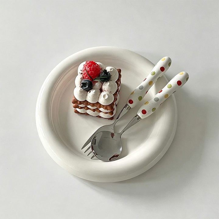 Polka Dot Dessert Fork and Spoon Set