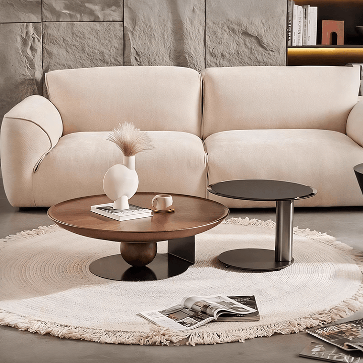 Ian Round Coffee Table Set, Solid Wood coffee table