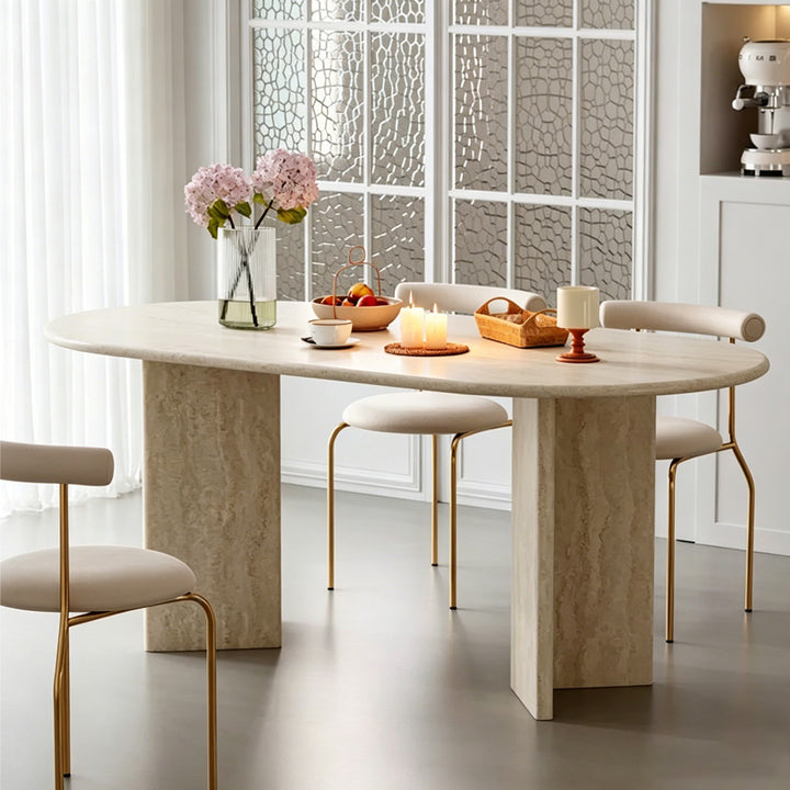 Marlow Oval Dining Table, Travertine