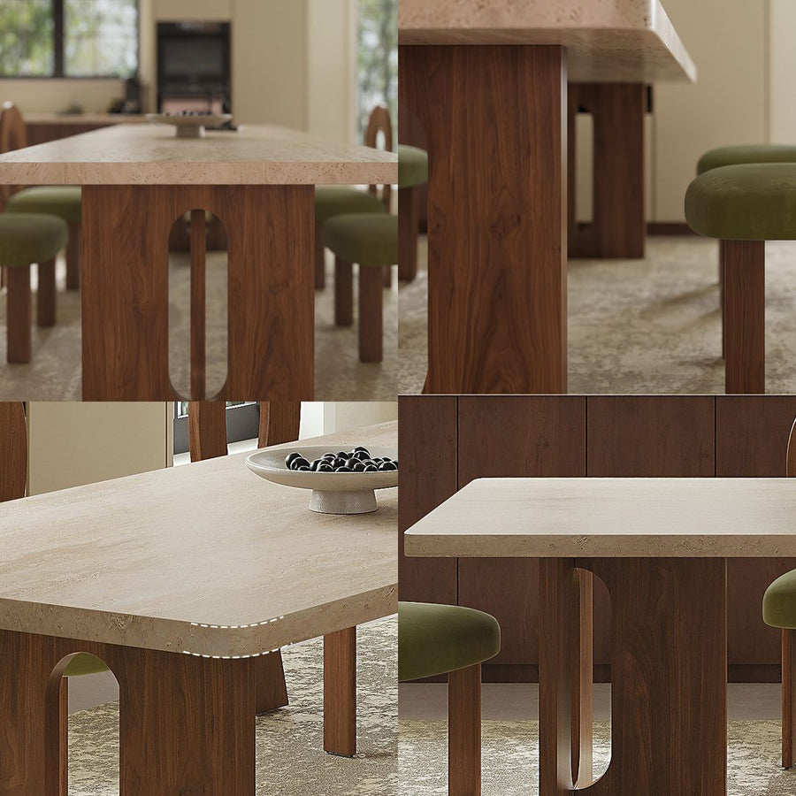 Caspian Rectangular Dining Table, Wabi-Sabi Style detail view