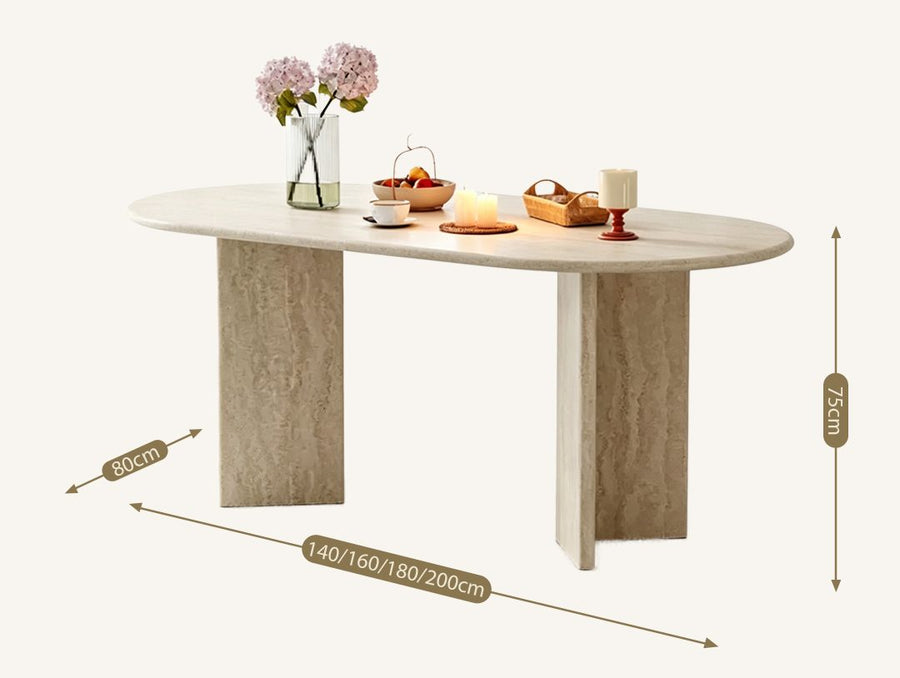 Marlow Oval Dining Table, Travertine