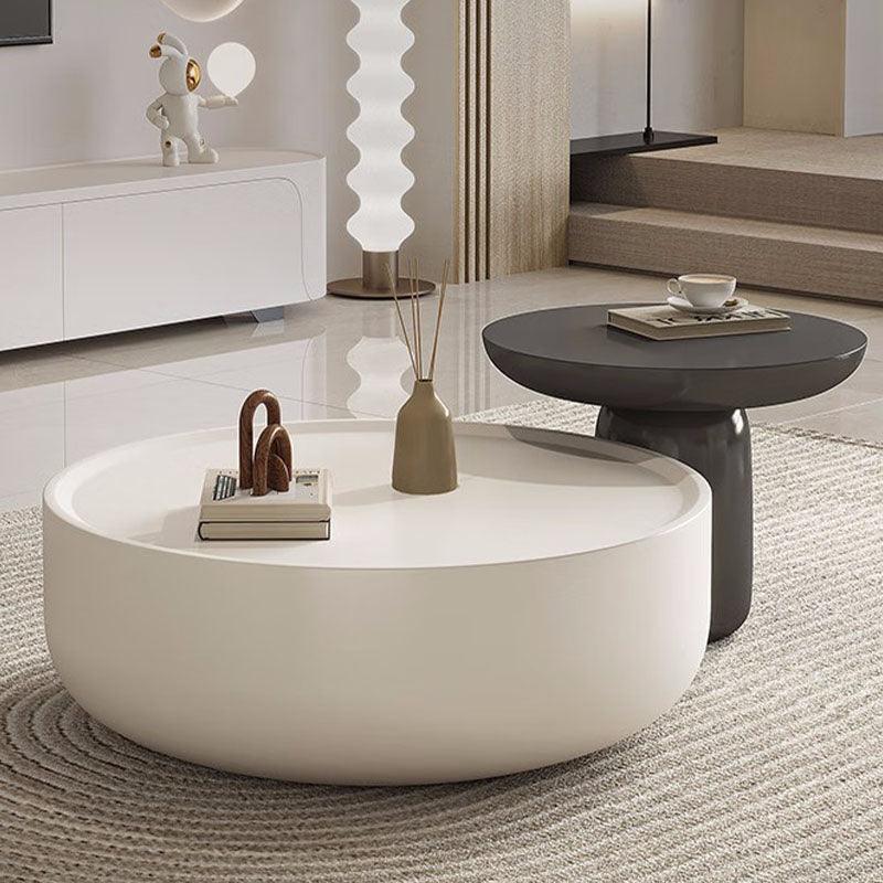 Eudora Modern Nesting Coffee Table Set With TV Stand, White And Grey - Weilai Concept