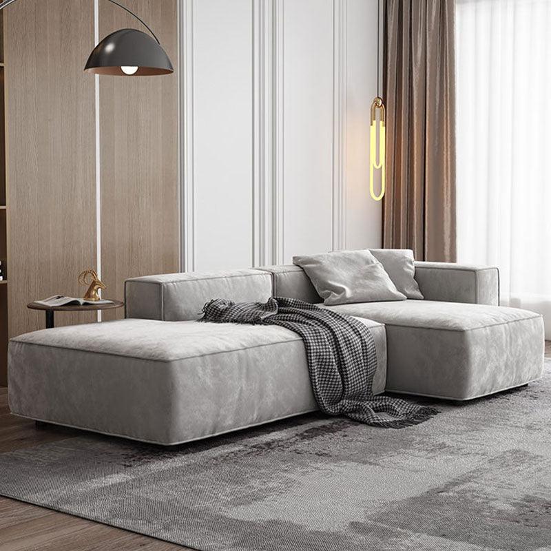 Yetta Three Seater Corner Sofa, Grey Velvet - Weilai Concept