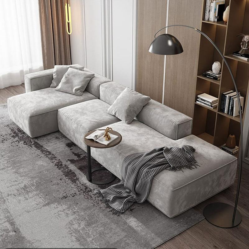Yetta Three Seater Corner Sofa, Grey Velvet - Weilai Concept