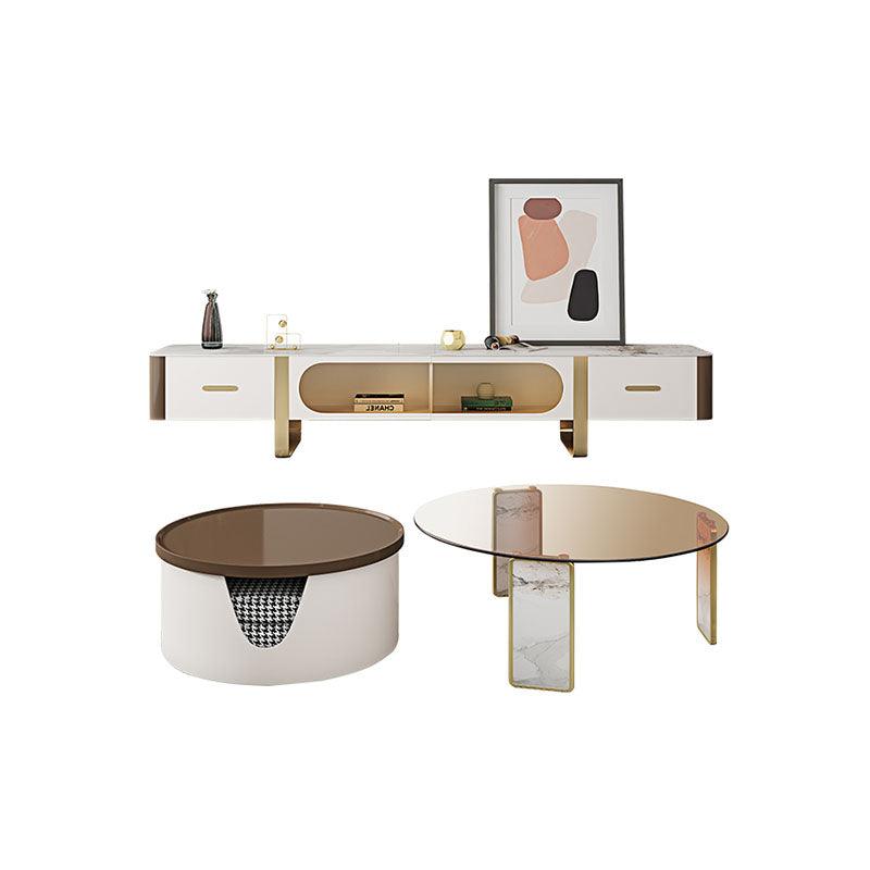Hopetree White Coffee Table Set With TV Stand, - Weilai Concept