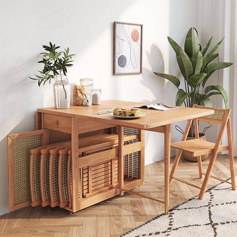 Folding wooden discount table with chairs