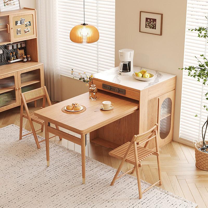Dawn Extandable Dining Table Set With Side Storage, Solid Wood - Weilai Concept