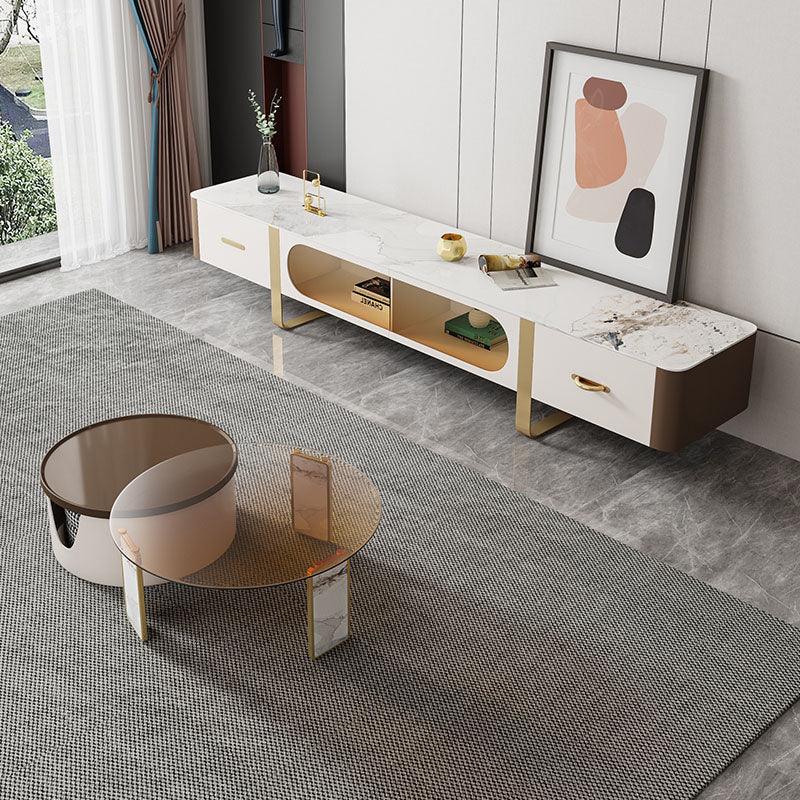 Hopetree White Coffee Table Set With TV Stand, - Weilai Concept