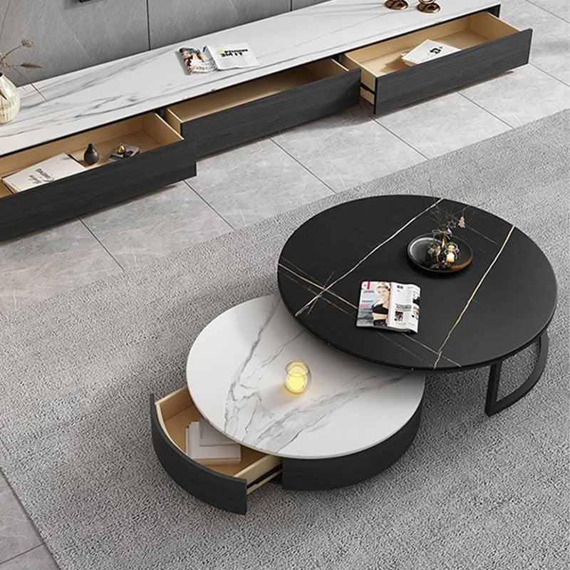 Kahoo Nesting Coffee Table With TV Stand, Sintered Stone - Weilai Concept