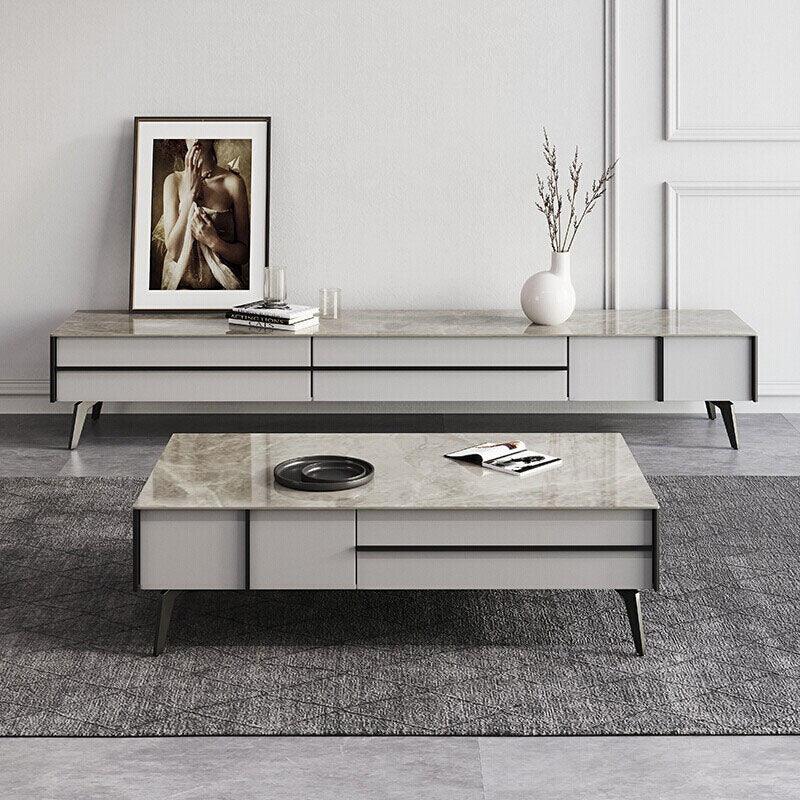 Ohyama Living Room Table Set, Coffee Table With TV Stand, Marble Top - Weilai Concept