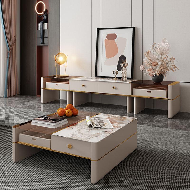 Coz Regid Square Coffee Table With TV Stand - Weilai Concept