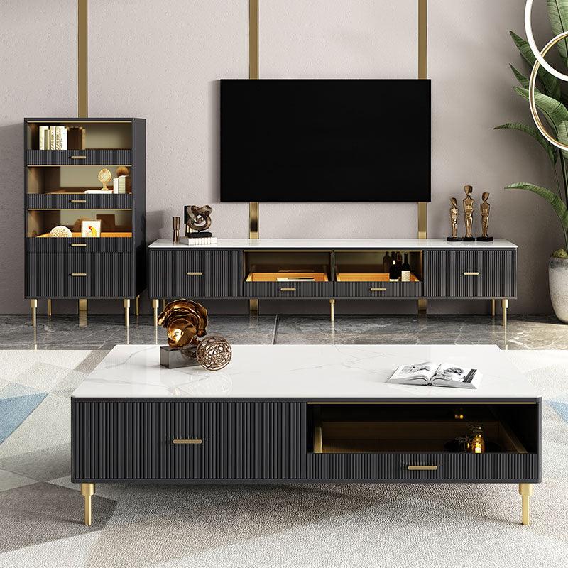 Neekor Living Room Table Set, Coffee Table With TV Stand, Black - Weilai Concept
