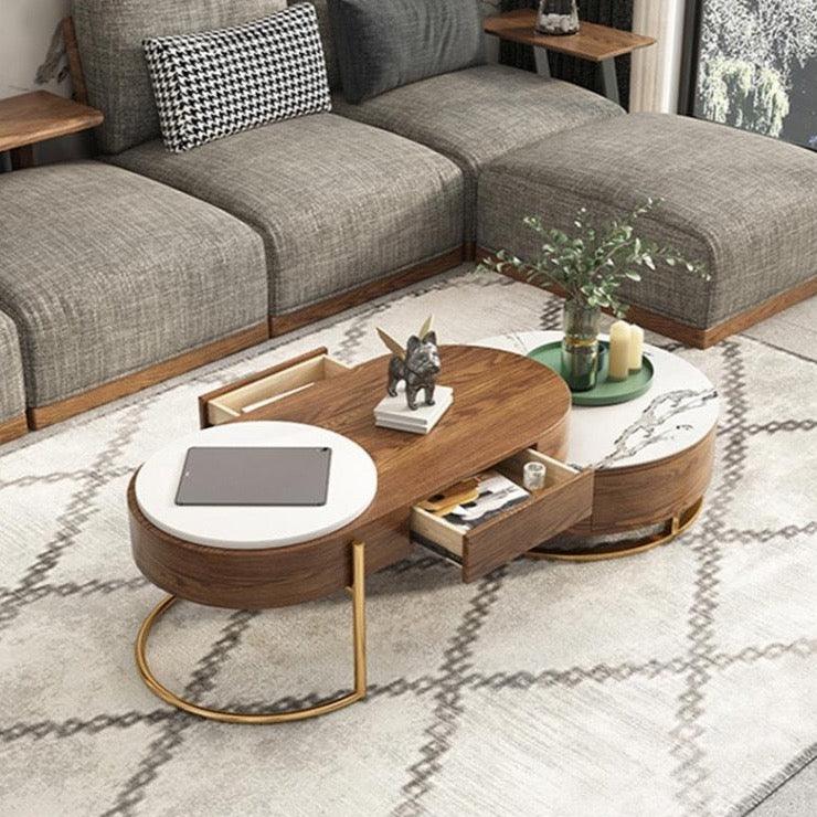 Lyra Coffee Table, Walnut & White - Weilai Concept