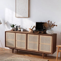 Tulma Sideboard, Rattan - black and oak sideboard