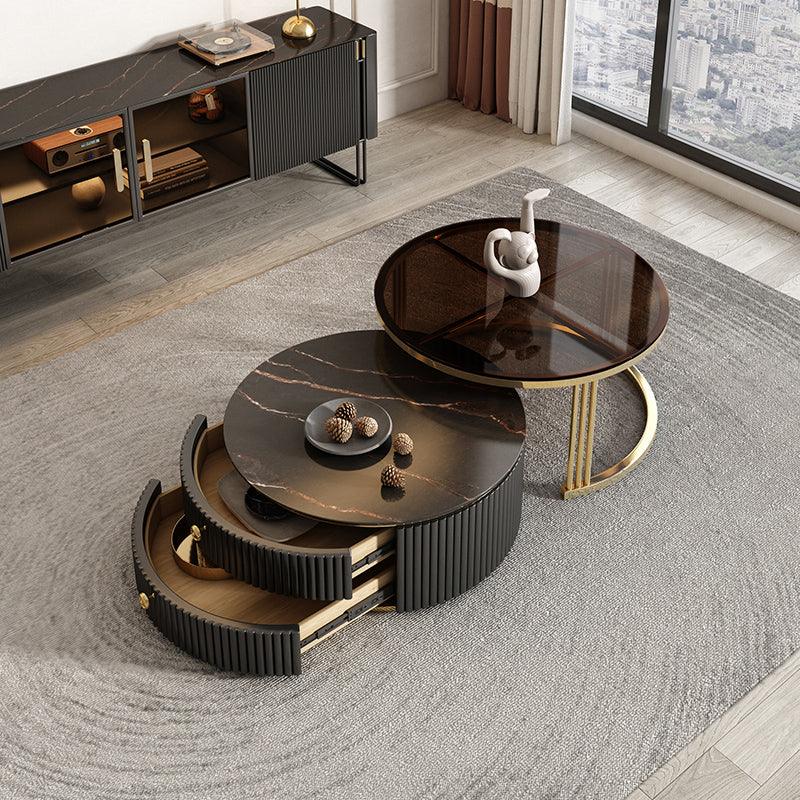 Bblythe Nesting Coffee Table-black glass coffee table, Weilai Concept